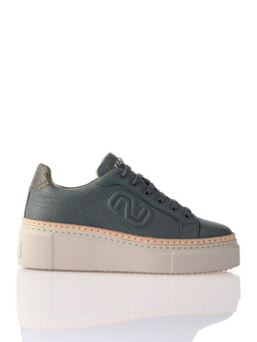 NURSACE // WOMEN’S GENUINE LEATHER SNEAKER WITH PYTHON DETAIL, DARK BLUE