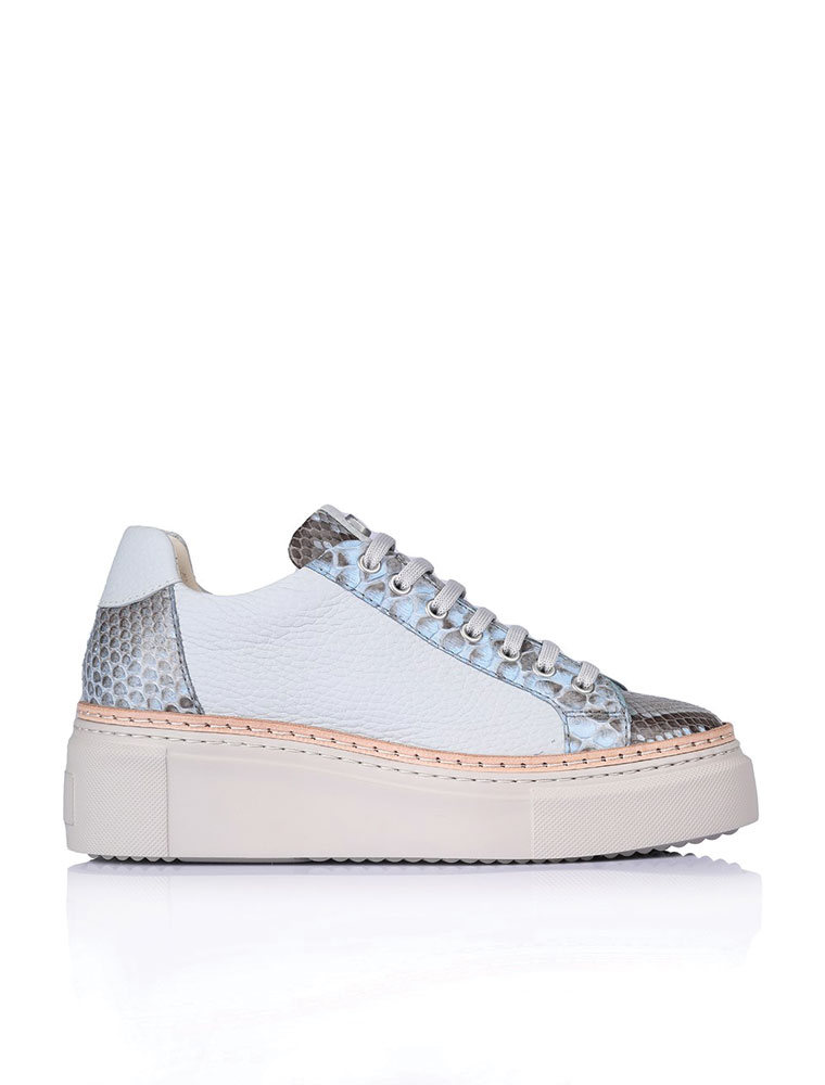 NURSACE // WOMEN'S GENUINE LEATHER PYTHON SNEAKERS, BLUE