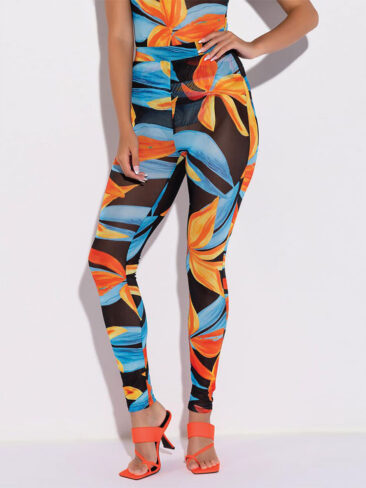 A.KOM // TROPICAL PRINT MESH LEGGINGS, MULTICOLOR