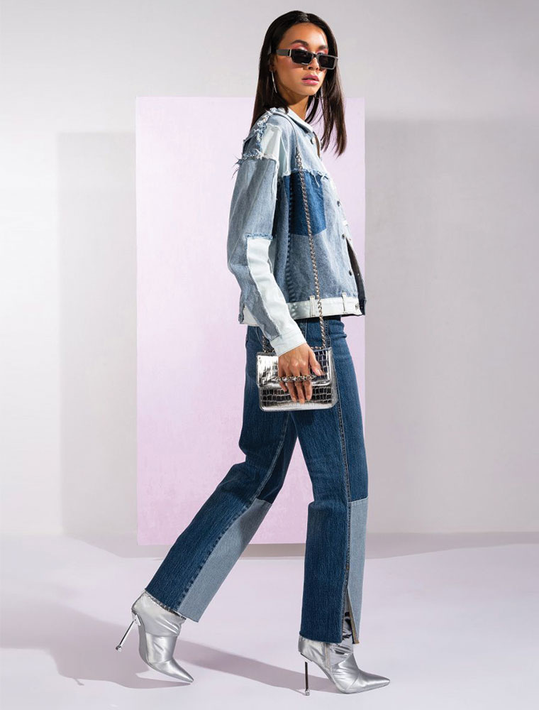 A.KOM // WOMEN'S PATCHWORK STRAIGHT CUT JEANS - Image 2