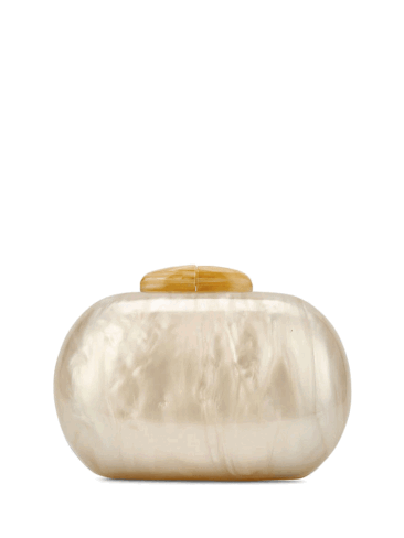 A.KOM // OVAL ACRYLIC CLUTCH BAG, PEARL CREAM