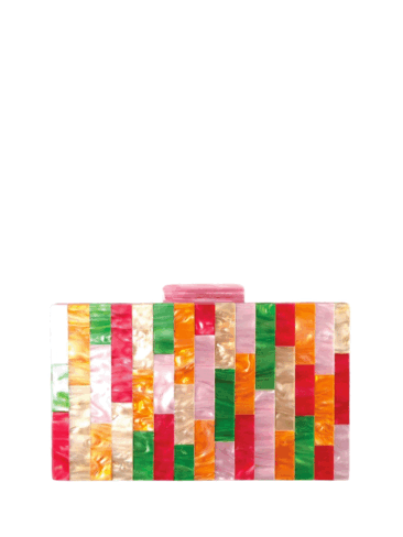 A.KOM // RECTANGULAR ACRYLIC CLUTCH BAG, MARBLED POWDER PINK
