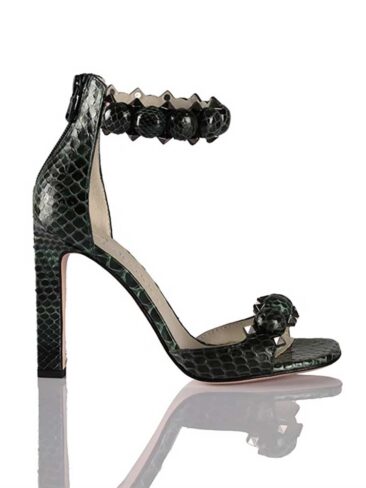 NURSACE // GENUINE PYTHON STILETTO ANKLE WRAP SANDALS, GREEN