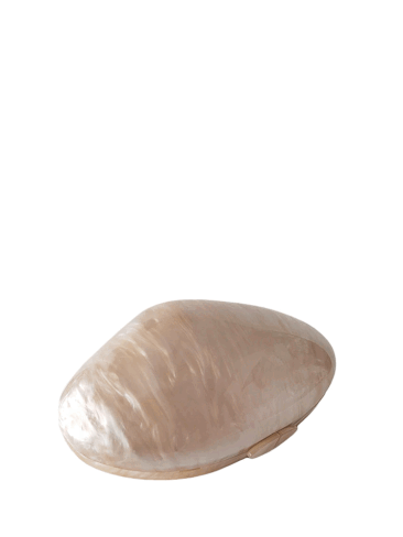 A.KOM // EVENING ACRYLIC CLUTCH BAG, PEARL BEIGE