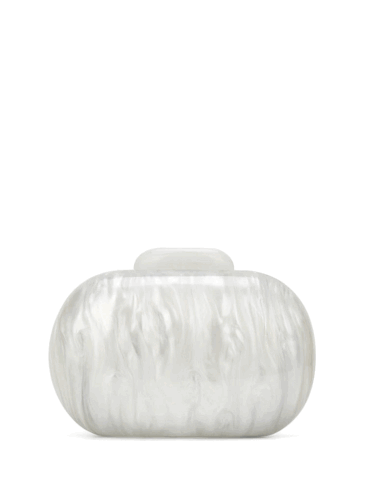A.KOM // OVAL ACRYLIC CLUTCH BAG, PEARL WHITE