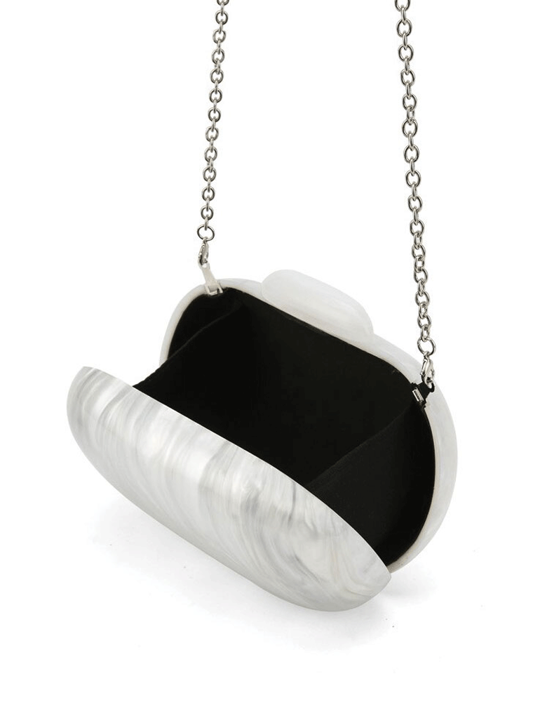 A.KOM // OVAL ACRYLIC CLUTCH BAG, PEARL WHITE - Image 2