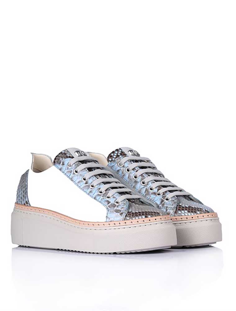 NURSACE // WOMEN'S GENUINE LEATHER PYTHON SNEAKERS, BLUE - Image 2