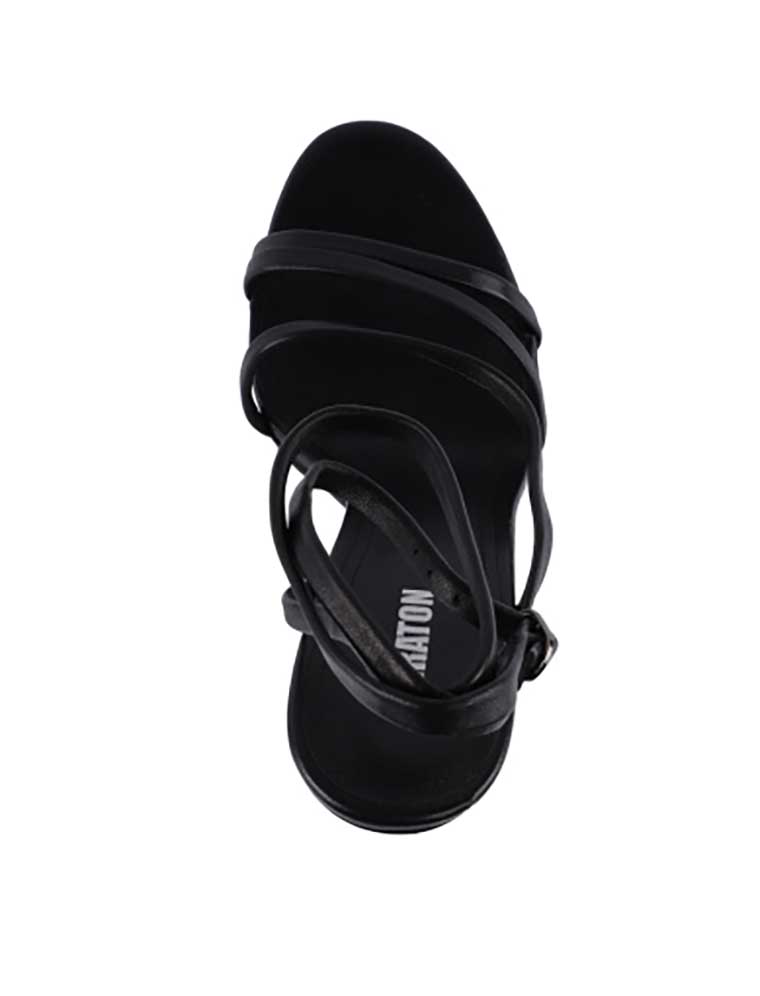 MIRATON // METAL HEEL WOMEN'S OPEN TOE STRAPPY SANDALS, BLACK - Image 5