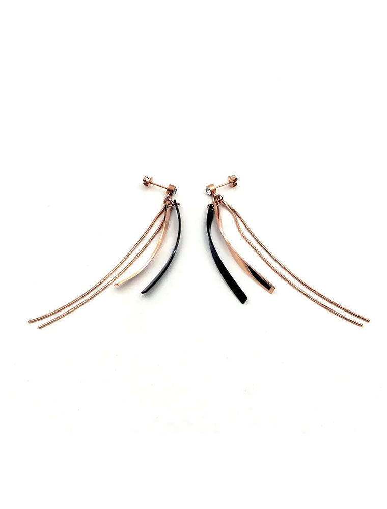 SE // FASHION TASSEL TITANIUM STEEL DROP EARRINGS, GOLD - Image 2
