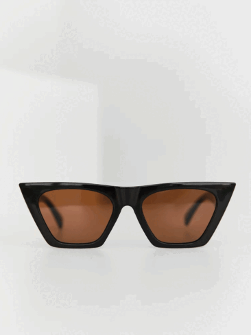 GEPUR // CAT EYE PLASTIC SUNGLASSES, BLACK