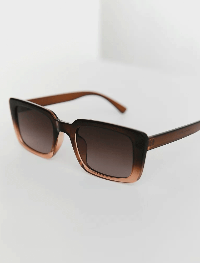 GEPUR // RECTANGLE PLASTIC SUNGLASSES, BROWN - Image 3