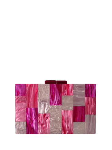 A.KOM // RECTANGULAR GEOMETRICAL DESIGN ACRYLIC BAG, MULTI/LAVENDER