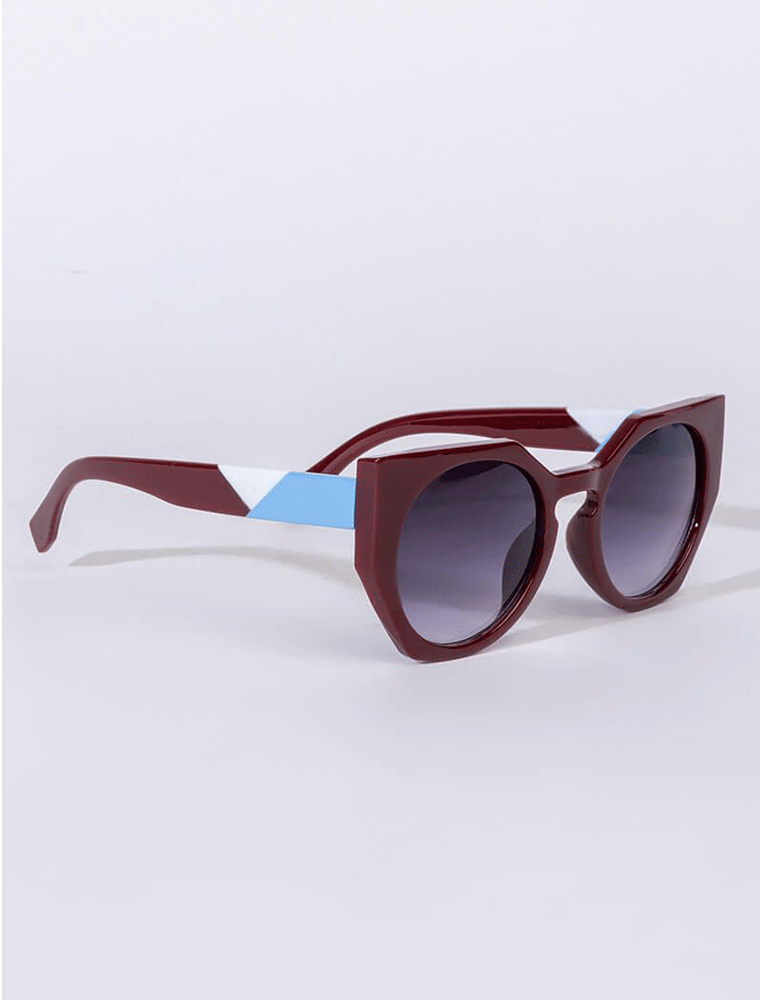 A.KOM // ANGULAR PLASTIC SUNGLASSES, BURGUNDY - Image 3