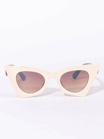 A.KOM // CAT EYE PLASTIC SUNGLASSES, BEIGE