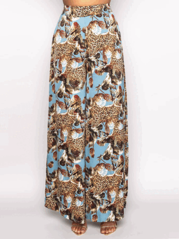 A.KOM // WIDE PALAZZO PANT, BLUE PRINT