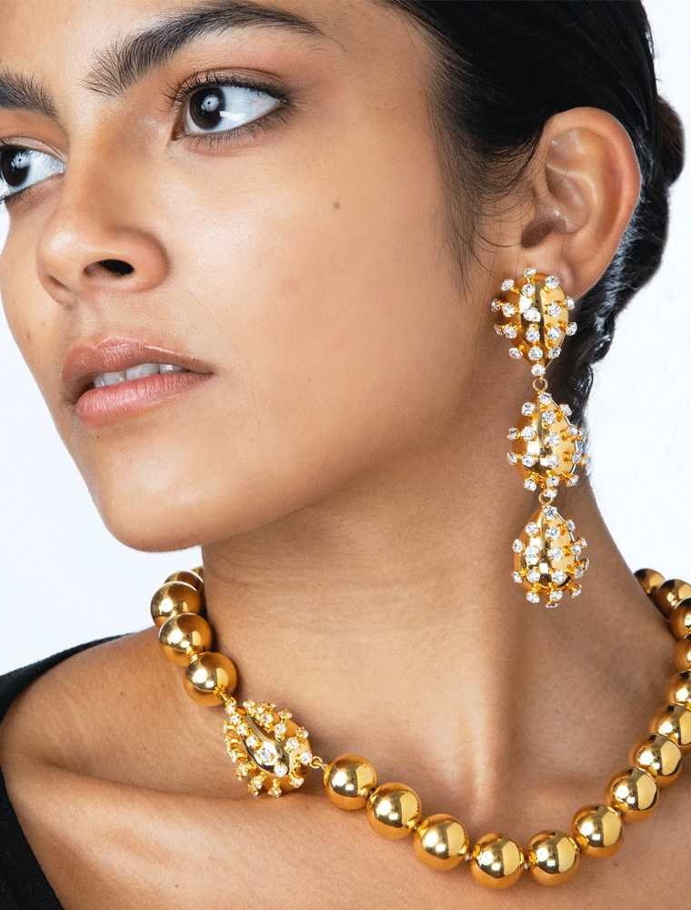 BOUNKIT // GOLD PLATED METAL BEADS NECKLACE - Image 2