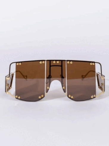 A.KOM // OVERSIZED METAL SUNGLASSES, BROWN