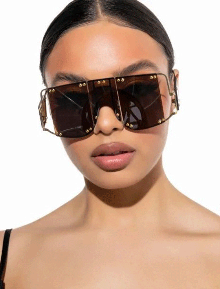A.KOM // OVERSIZED METAL SUNGLASSES, BROWN - Image 2