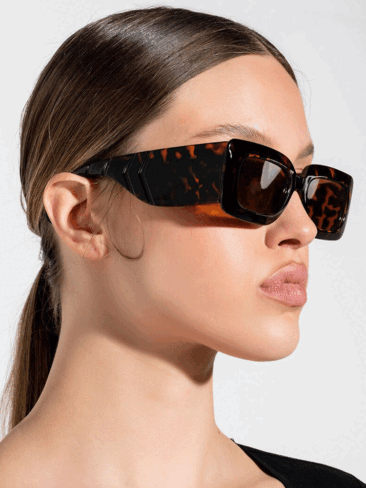 A.KOM // RECTANGULAR PLASTIC SUNGLASSES, TORTOISE