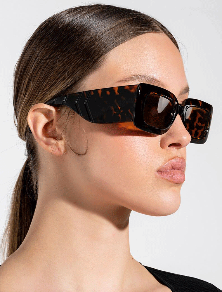 A.KOM // RECTANGULAR PLASTIC SUNGLASSES, TORTOISE