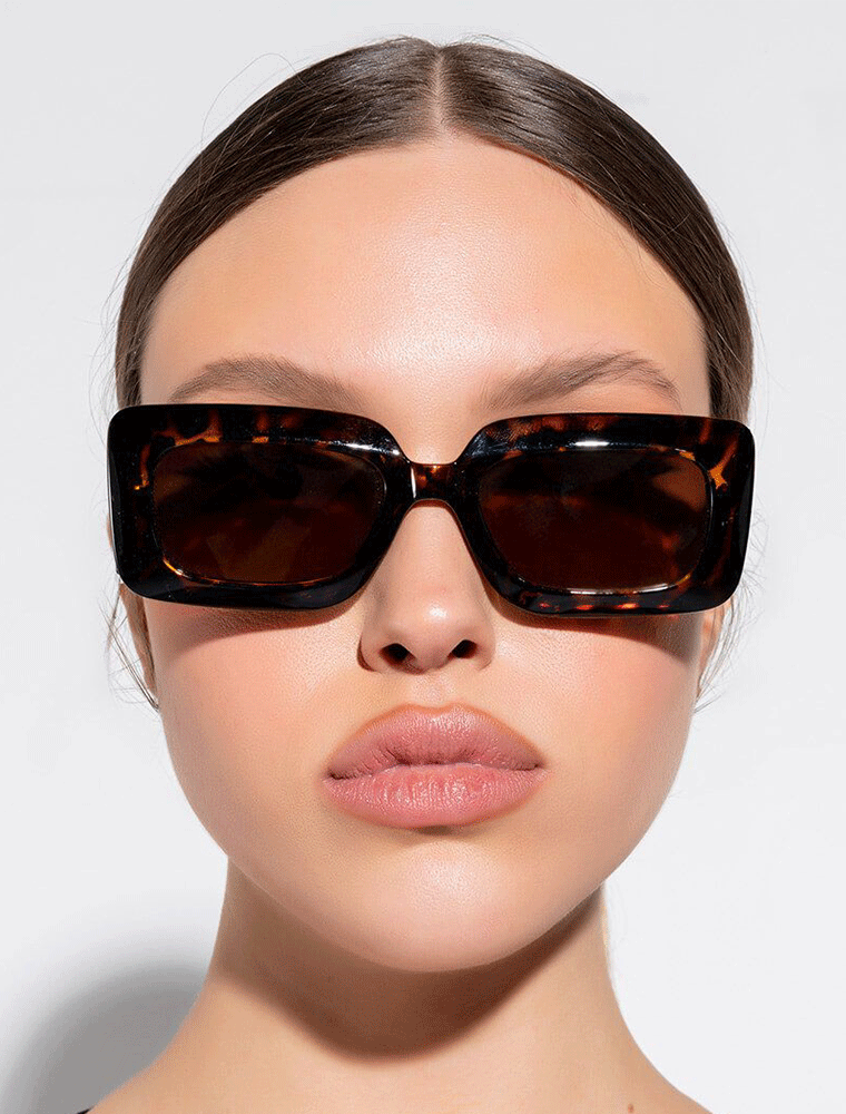 A.KOM // RECTANGULAR PLASTIC SUNGLASSES, TORTOISE - Image 4
