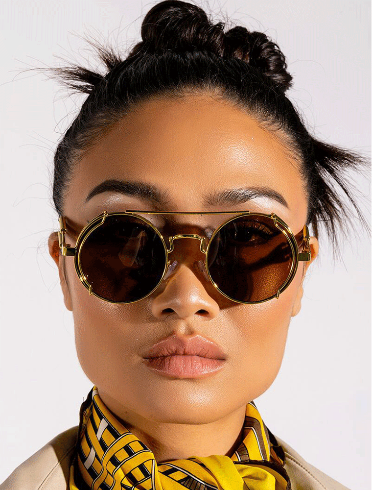 A.KOM // ROUND METAL SUNGLASSES, GOLD - Image 4