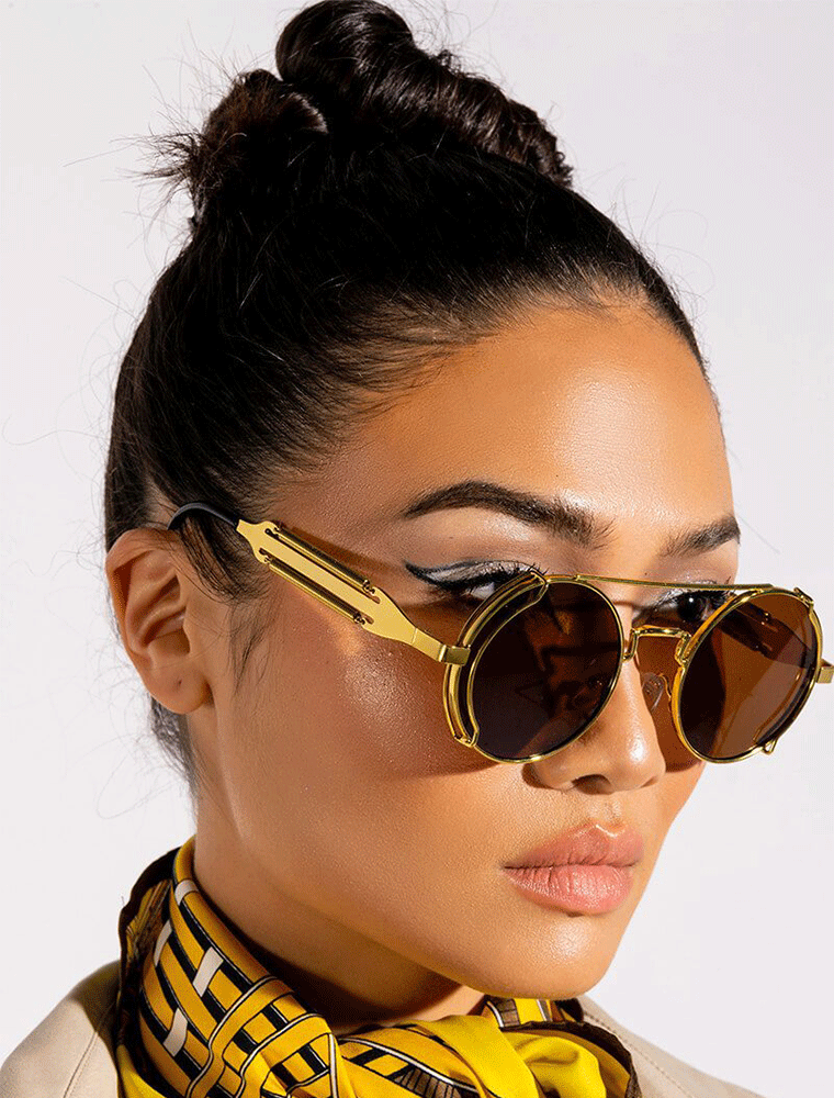 A.KOM // ROUND METAL SUNGLASSES, GOLD - Image 3