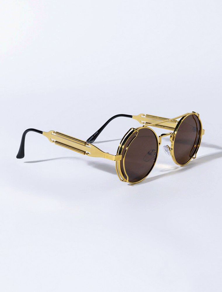A.KOM // ROUND METAL SUNGLASSES, GOLD - Image 2