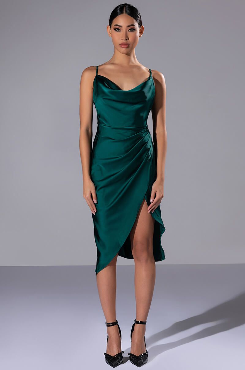 A.KOM // DATE NIGHT MIDI DRESS, GREEN