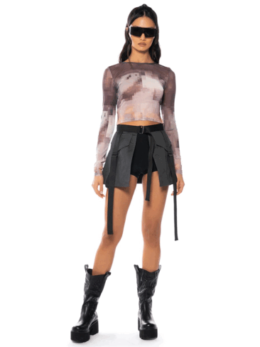 A.KOM // CARGO STYLE MINI BELT-SKIRT, BLACK