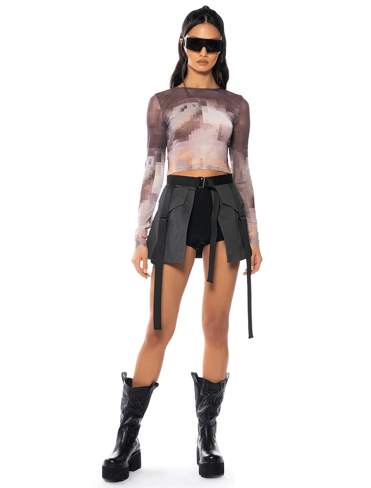 A.KOM // CARGO STYLE MINI BELT-SKIRT, BLACK