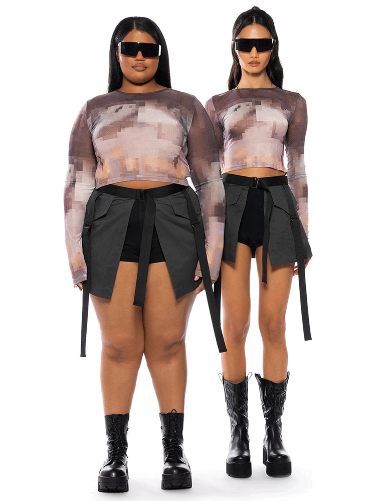 A.KOM // CARGO STYLE MINI BELT-SKIRT, BLACK - Image 5