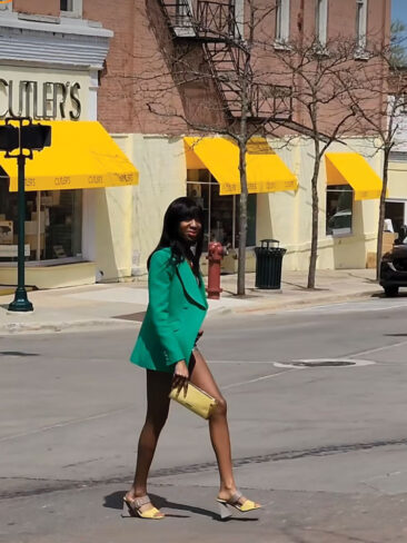 GIZIA // CLASSIC TAILORED DOUBLE-BREASTED BLAZER, DARK GREEN