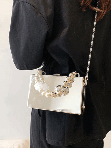 A.KOM // RECTANGULAR ACRYLIC BAG, SILVER