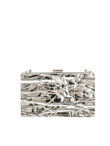 A.KOM // RECTANGULAR TEXTURED METAL ACRYLIC BAG, SILVER