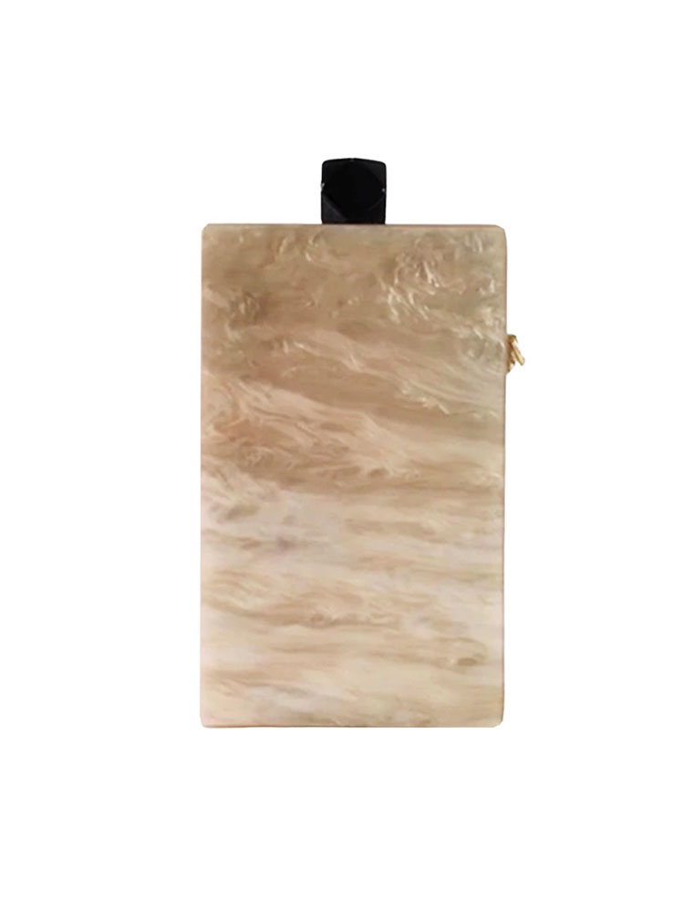 A.KOM // RECTANGULAR GEOMETRIC DESIGN ACRYLIC CLUTCH BAG, BEIGE - Image 2
