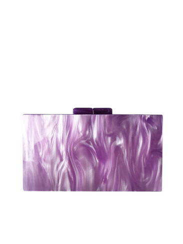 A.KOM // RECTANGULAR ACRYLIC CLUTCH BAG, PURPLE FLAMES