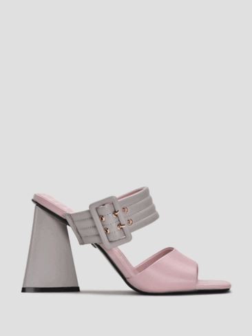 VITTO ROSSI // TRIANGULAR HEEL MULTICOLORED SANDALS, PINK