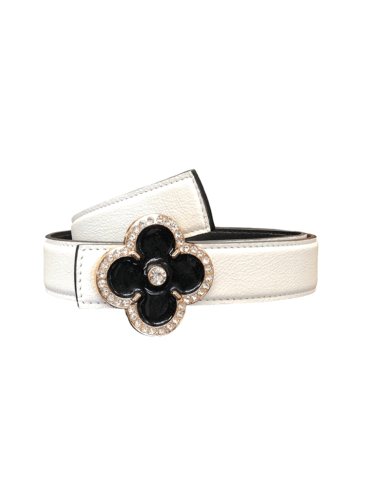 PEcado // FLOWER LEATHER BELT, CREAM