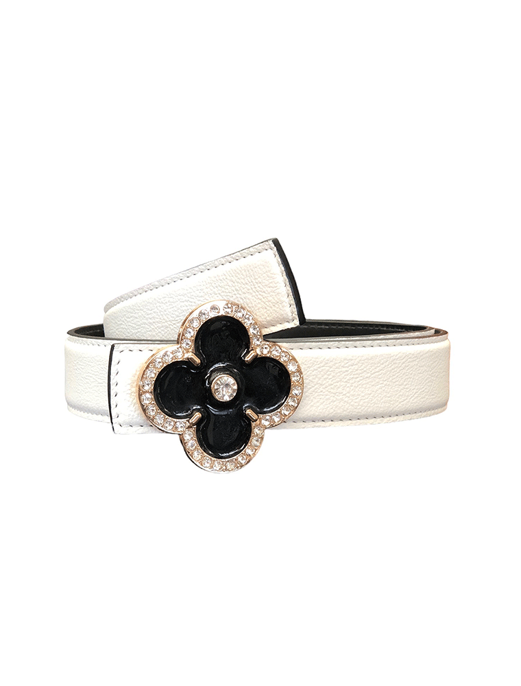 PEcado // FLOWER LEATHER BELT, CREAM
