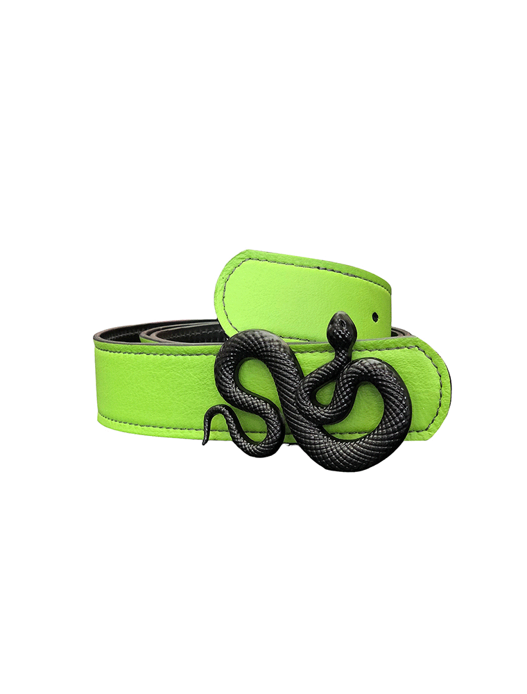PEcado // LEATHER SNAKE BELT, GREEN
