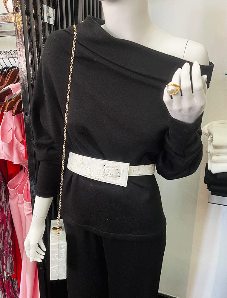 PEcado // LEATHER KNOTTED BELT EMBOSSED, WHITE/GOLD - Image 3