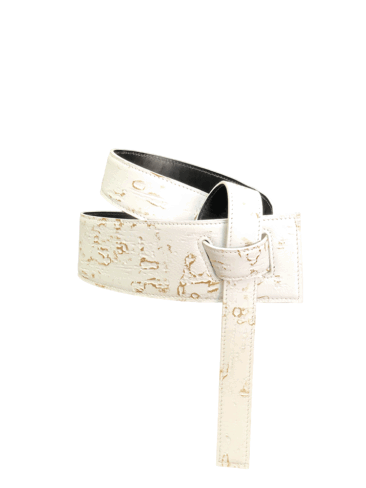 PEcado // LEATHER KNOTTED BELT EMBOSSED, WHITE/GOLD