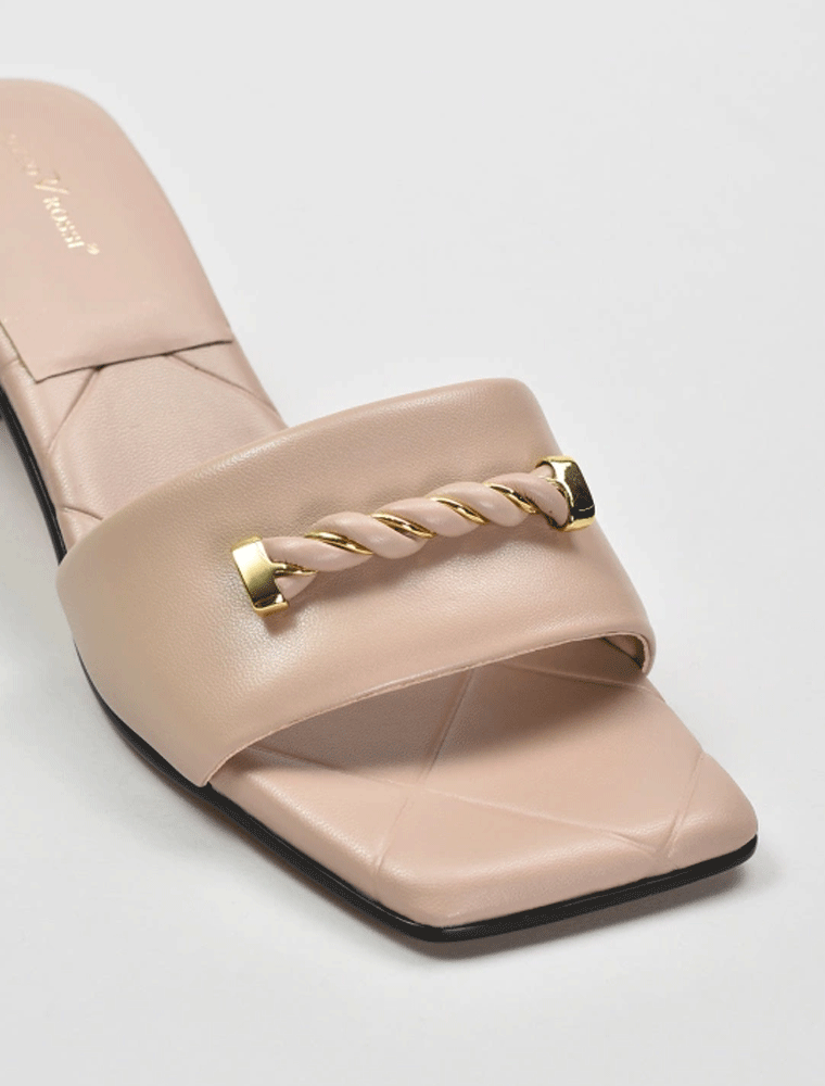 VITTO ROSSI // CLASSIC OPEN TOE HEEL SANDALS, BEIGE - Image 5