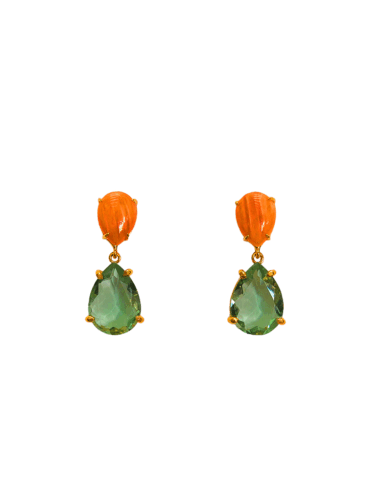 BOUNKIT // SPINY OYSTER W/ PEAR GREEN QUARTZ EARRINGS