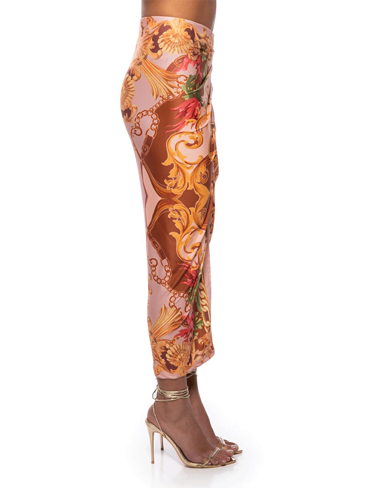 A.KOM // FRONT SLIT MIDI SKIRT, MULTICOLOR MOCHA - Image 2