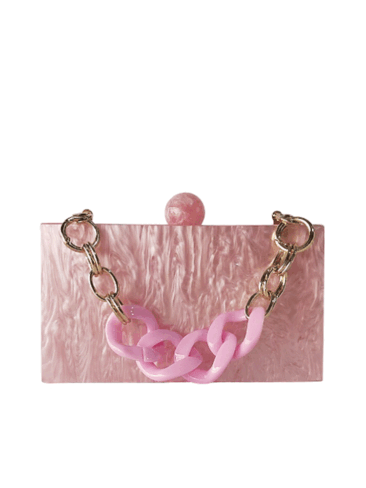 A.KOM // RECTANGULAR ACRYLIC CLUTCH BAG, POWDER PINK