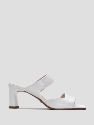 VITTO ROSSI // WIDE CUT OPEN TOE HEEL SANDALS, WHITE