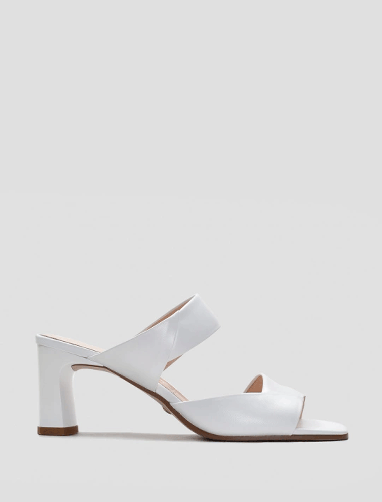 VITTO ROSSI // WIDE CUT OPEN TOE HEEL SANDALS, WHITE