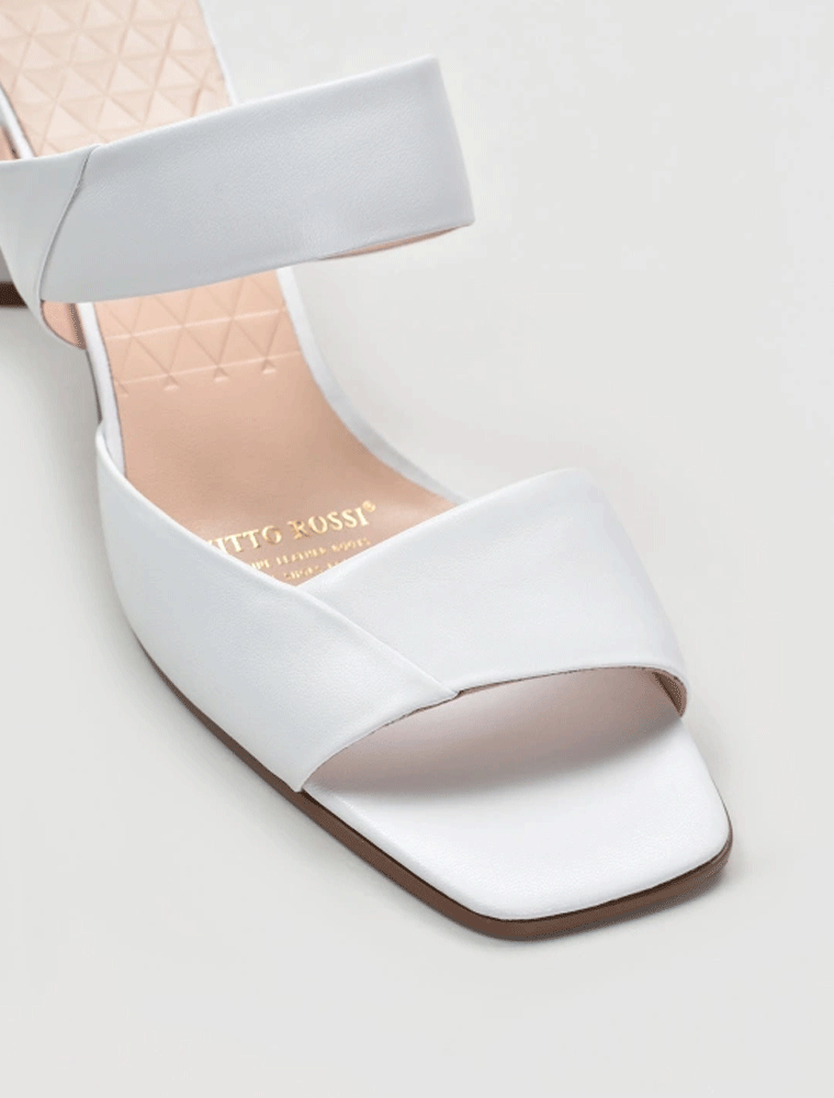 VITTO ROSSI // WIDE CUT OPEN TOE HEEL SANDALS, WHITE - Image 2